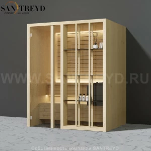 Effegibi YOKU.S45 SA.70100022 Сауна с левой дверью. Мощность: 4,5 кВт макс. Размеры: длина 174 см, ширина 132 см. Отделка: осина термообработанная