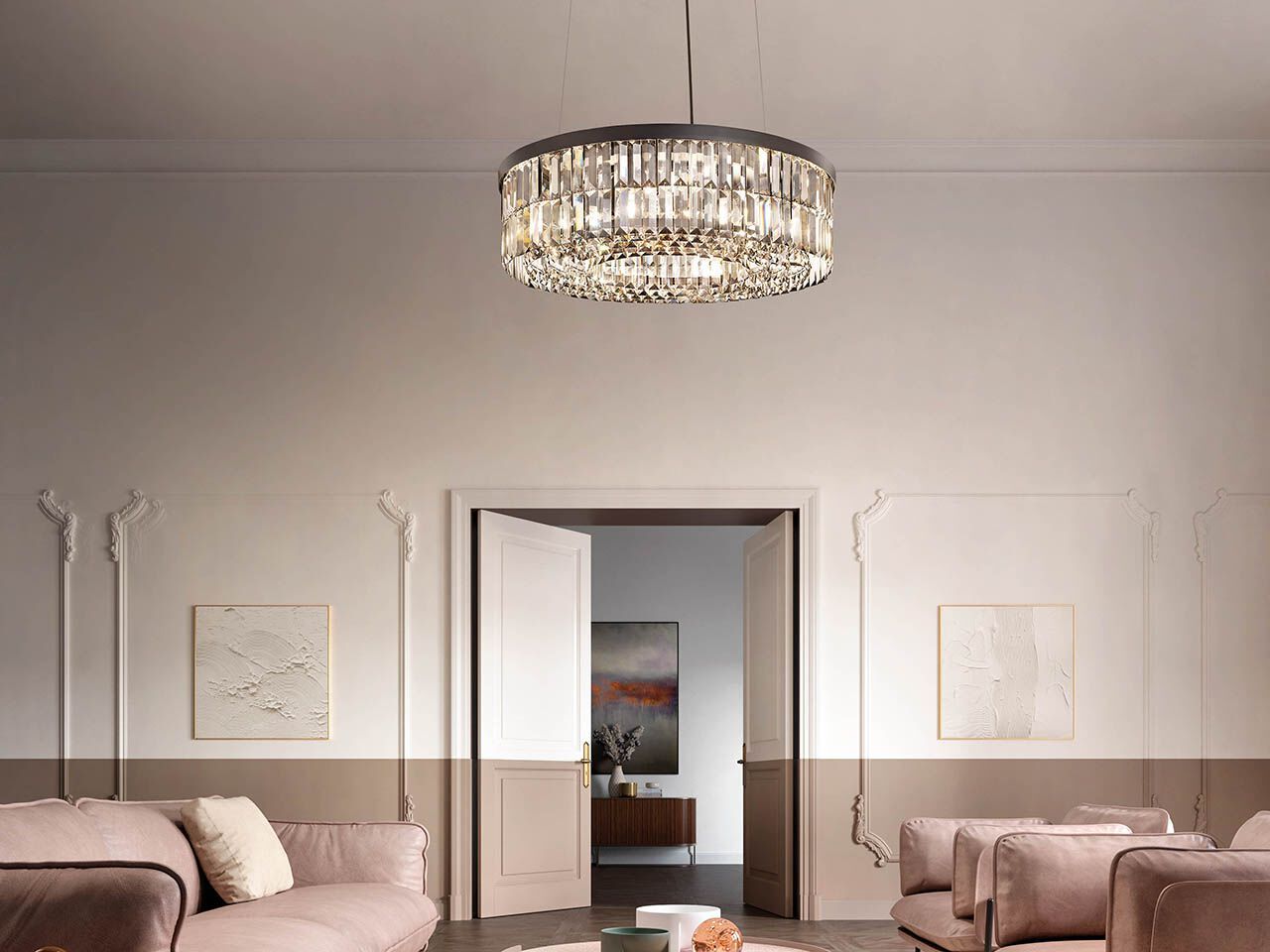 Окрашенный металлический подвесной светильник с кристаллами Masiero палладий ARCH-00049156 - Вид №1