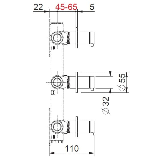 Смеситель для душа с 3 отверстиями из нержавеющей стали BEAMTECH Timeless ARCH-00076042 - Вид №4