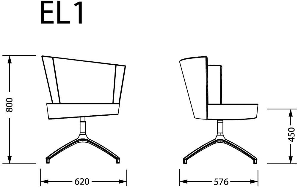TALIN Поворотное кресло, обитое тканью с 4 спицами Elipse sun-id-1502658 - Вид №2