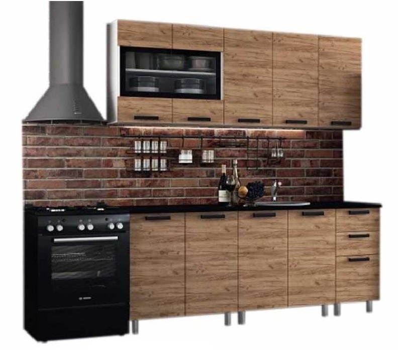 91042036 Кухонный гарнитур Крафт 200x217x50 см ЛДСП цвет коричневый STLM-0454937 БТС