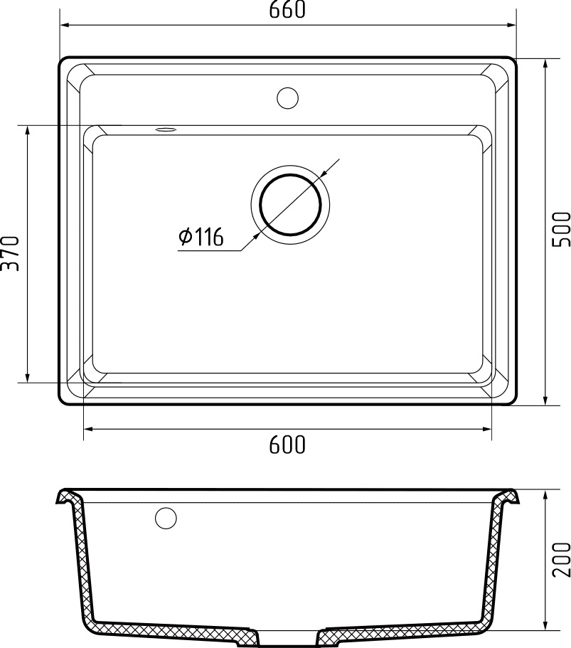 Кухонная мойка Искусственный камень LEVEL S207 GranFest LV-660-S207 - Вид №1