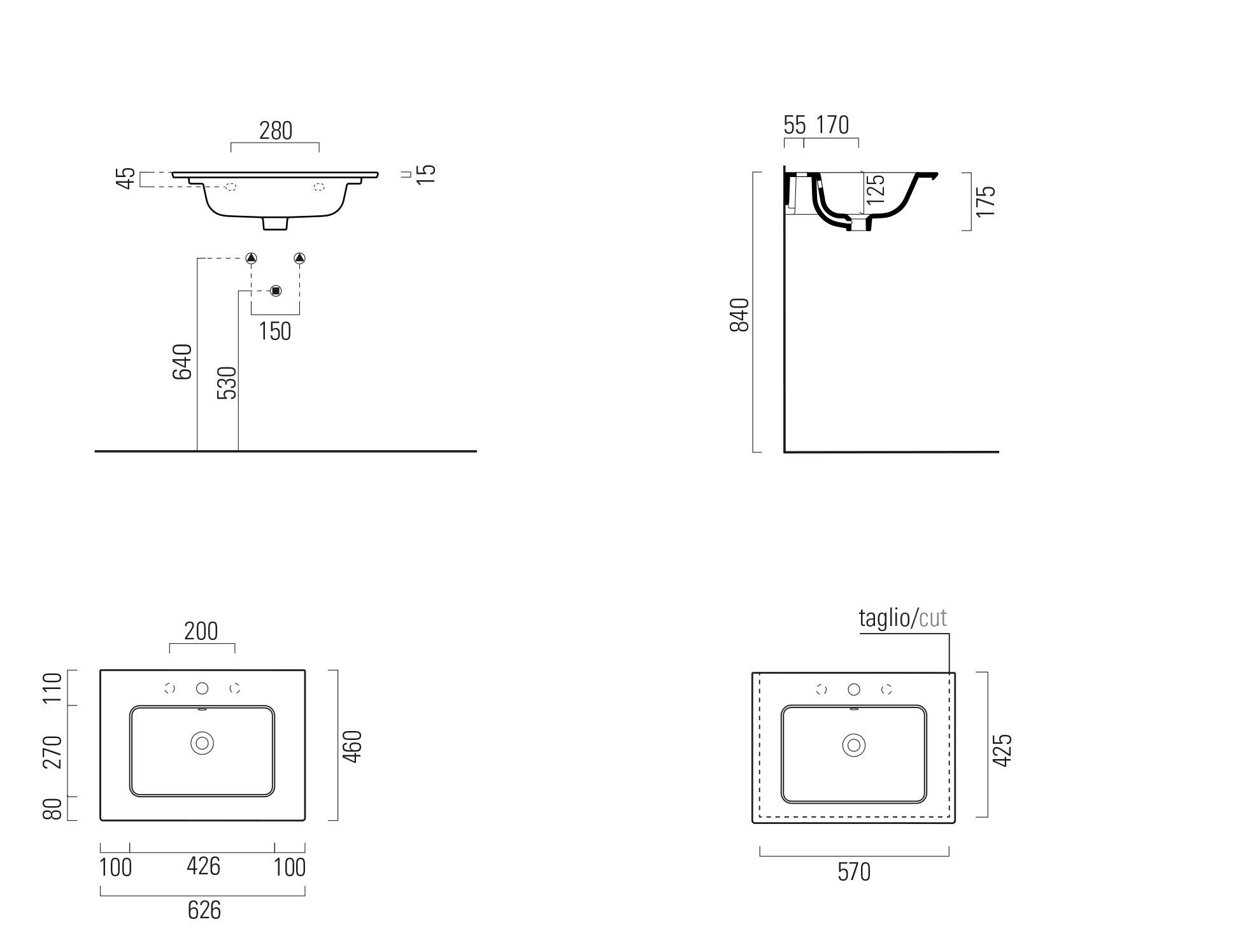 Прямоугольная раковина с держателем для полотенец GSI ceramica чистый ARCH-00106489 - Вид №5