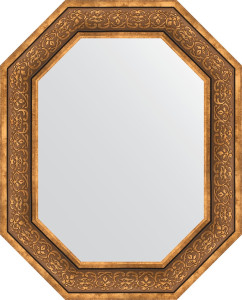 BY 7234 Зеркало в багетной раме - вензель бронзовый 101 mm EVOFORM Octagon