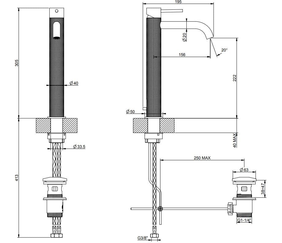 Смеситель для раковины из нержавеющей стали Gessi Messi316 ARCH-00108697 - Вид №5