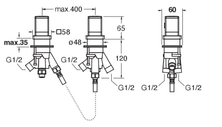 Термостатический смеситель для ванны с 2 отверстиями и переключателем CRISTINA Rubinetterie Термостатические смесители-Shower &amp ARCH-00077534 - Вид №2