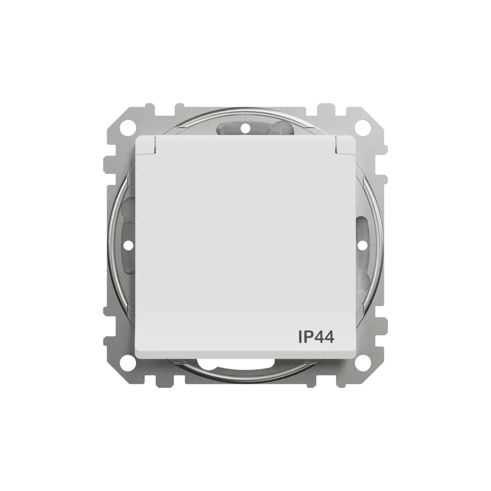 Розетка встраиваемая влагозащищенная Systeme Electric Sedna Design с крышкой IP44, цвет белый 84824550 STLM-2056800