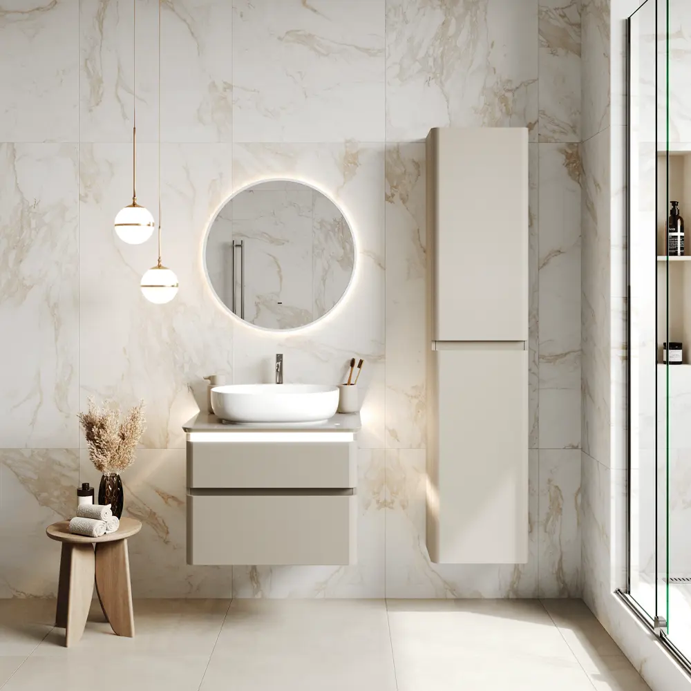 Шкаф-пенал для ванной комнаты Нео подвесной 160x36 см цвет амарок Santreyd STLM-2210741 - Вид №2