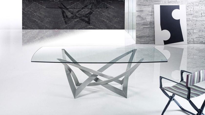 Reflex Прямоугольный обеденный стол из железа и стекла Infinito sun-id-1484506 - Вид №1