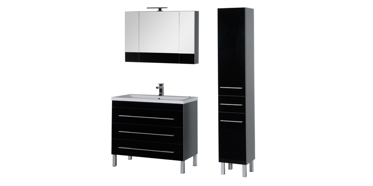 Комплект мебели Aquanet Верона 100 черный (напольный 3 ящика) 00178536 - Вид №1