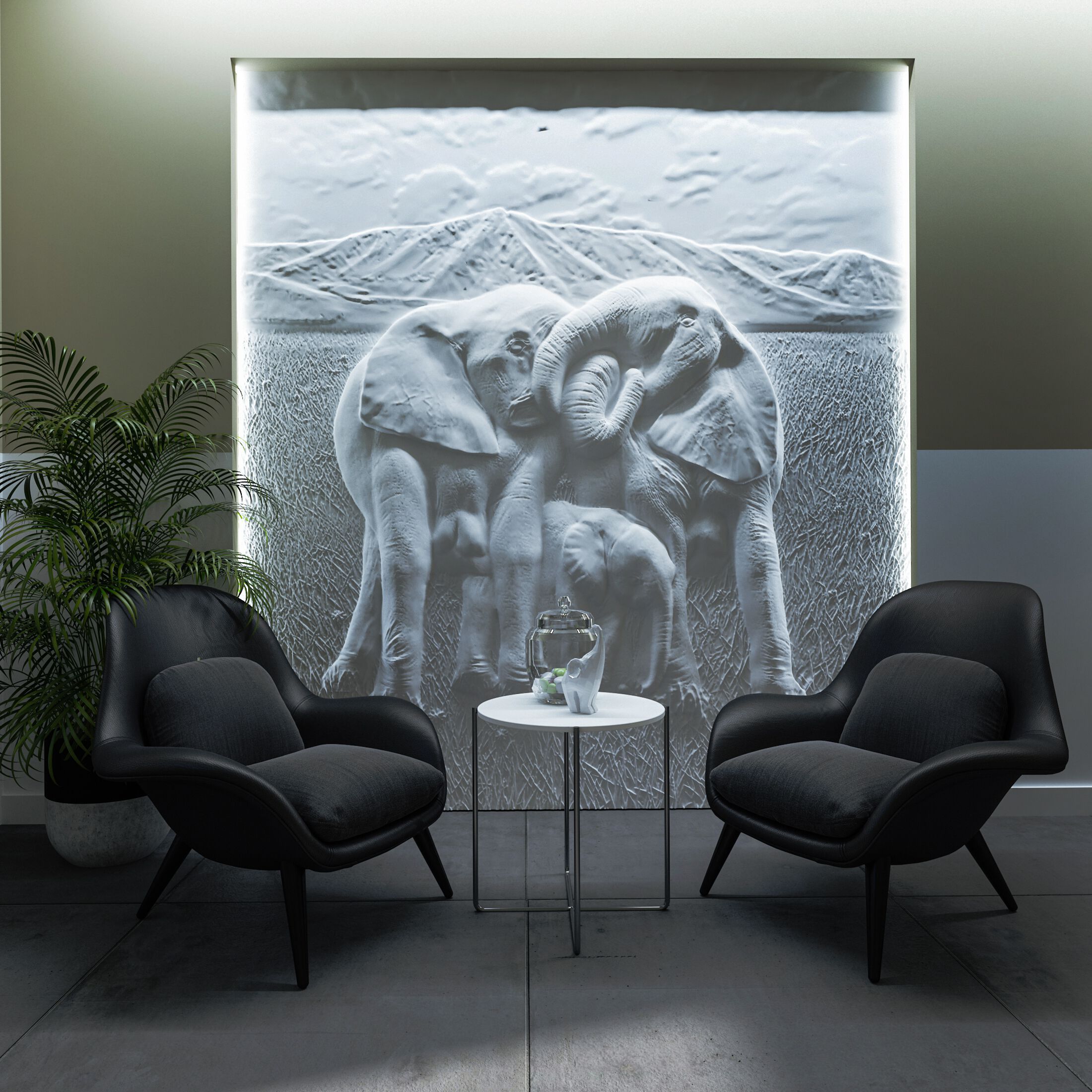 Трехмерная декоративная гипсовая панель WallDeco ELEPHANTS ARCH-00127145 - Вид №3