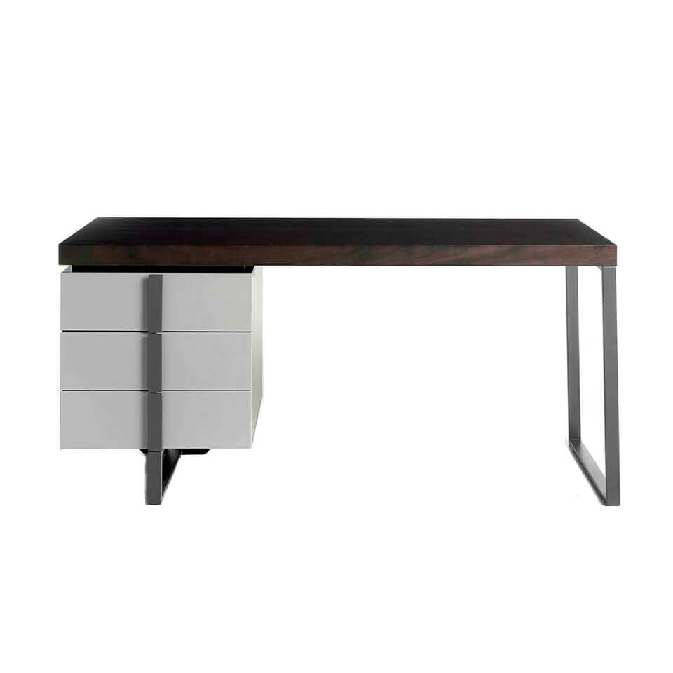 Стол рабочий письменный с тремя ящиками на металлических ножках коричневый от Angel Cerda ANGEL CERDA CP1706 00-3865557 Коричневый;серый  - Вид №1