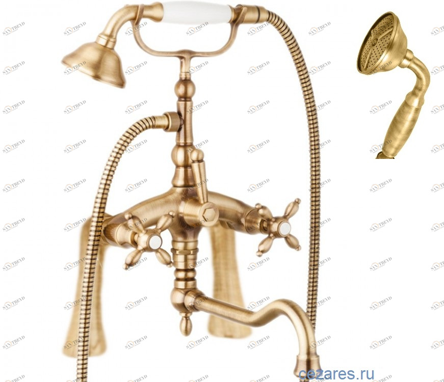 Смеситель на борт ванны с поворотным изливом, шлангом 150 см CEZARES NOSTALGIA-PBV2-02-M