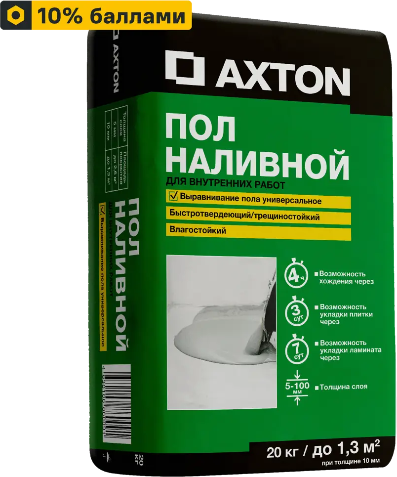 Самовыравнивающаяся смесь Axton для идеально ровных полов 20 кг 13857230