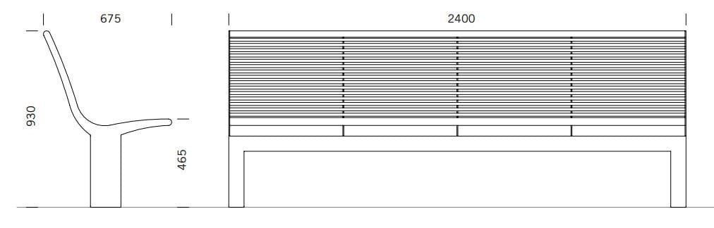 Скамья из нержавеющей стали со спинкой BENKERT BANKE Siardo ARCH-00070369 - Вид №2