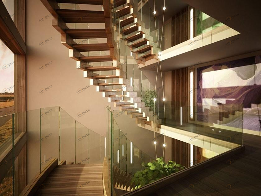 Siller Treppen Самонесущая открытая лестница из нержавеющей стали и стекла с боковыми перекладинами Cobra sun-id-1470637