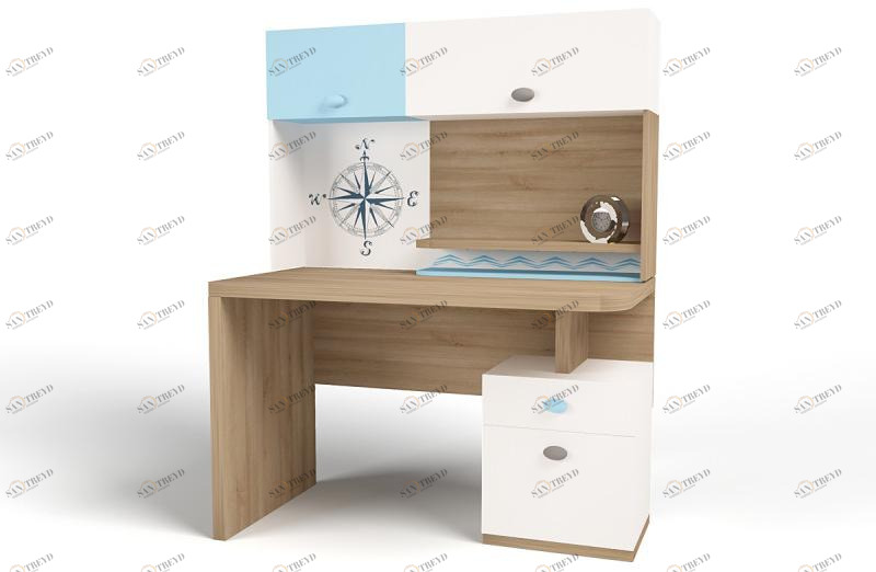 Надстройка на стол ABC-KING/навесная полка правая MIX OCEAN (голубой) 4631148107632