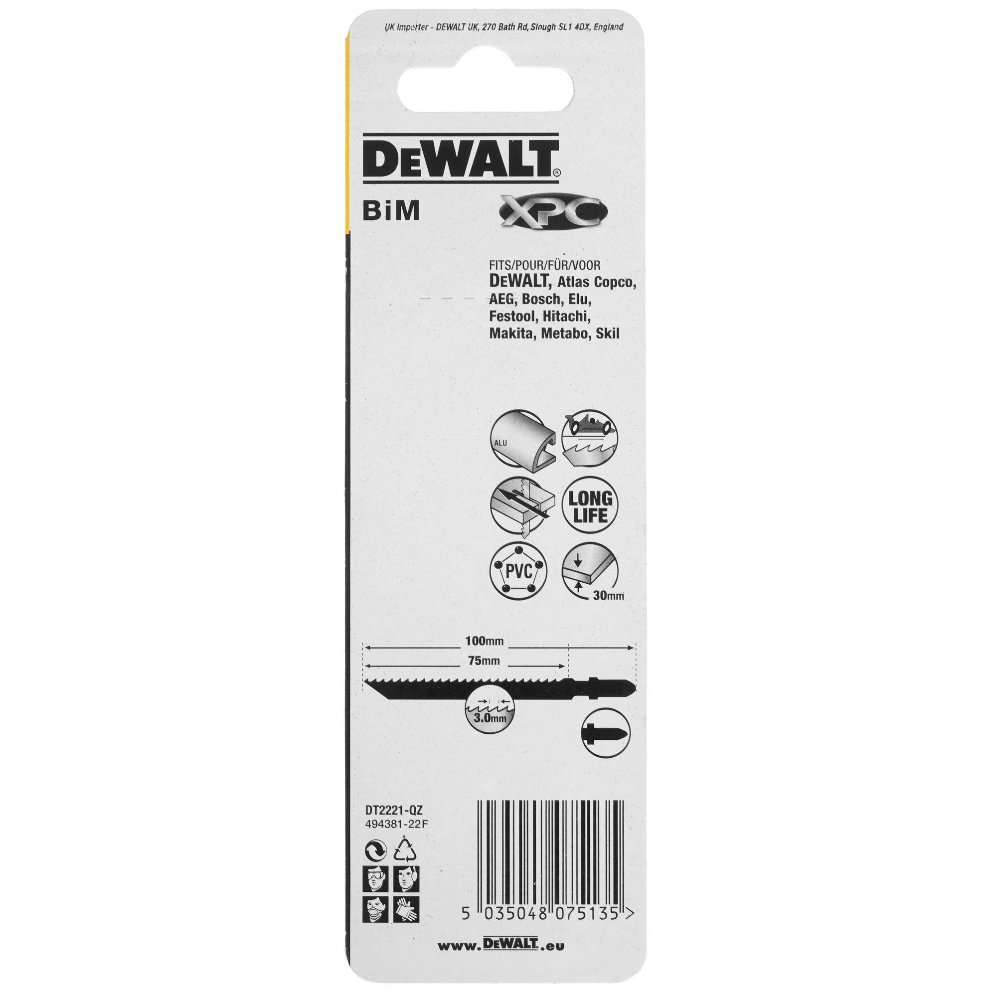 Пилки для лобзика DeWalt DT2221 9015806 STDN-0140768 - Вид №1