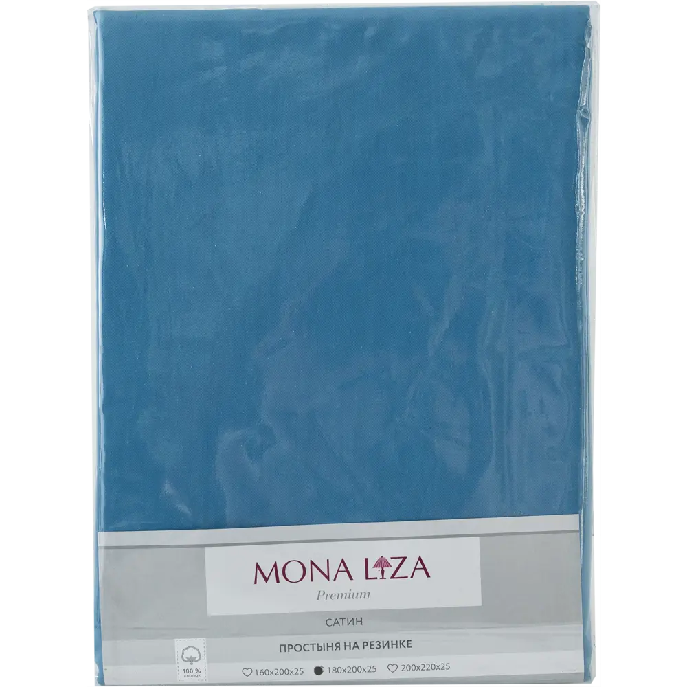 Простыня двуспальная Mona Liza Premium, 200x180 см, сатин, цвет сине-голубой 82493899 STLM-2191141 Santreyd  - Вид №2