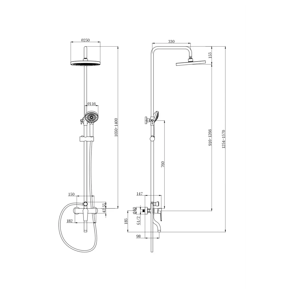 Душевая стойка Iddis Zen ZENSB3Fi06, со смесителем, 5 режимов, цвет хром STLM-2054820 - Вид №2