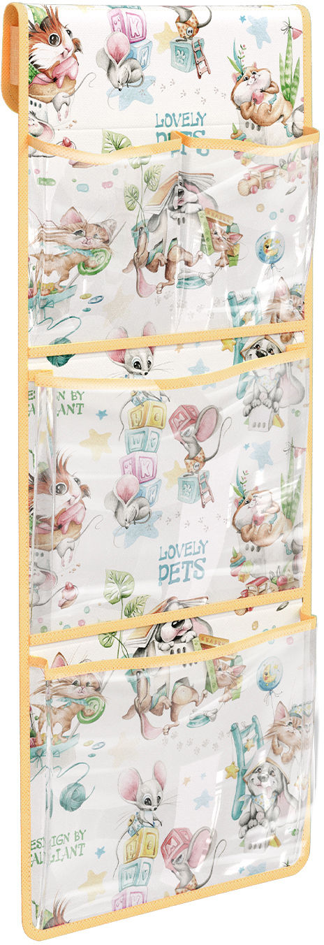 90938582 Органайзер для хранения Lovely Pets Yellow LPY-S4P 25x76x1 см цвет желтый STLM-0424817 VALIANT