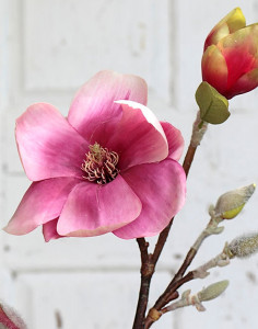 3007 507 a3 Ветка искусственного цветка магнолии, 80 см, розово-белая H-andreas