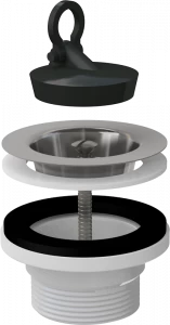 Донный клапан сифона для мойки 6/4" с нержавеющей peшeткой DN70