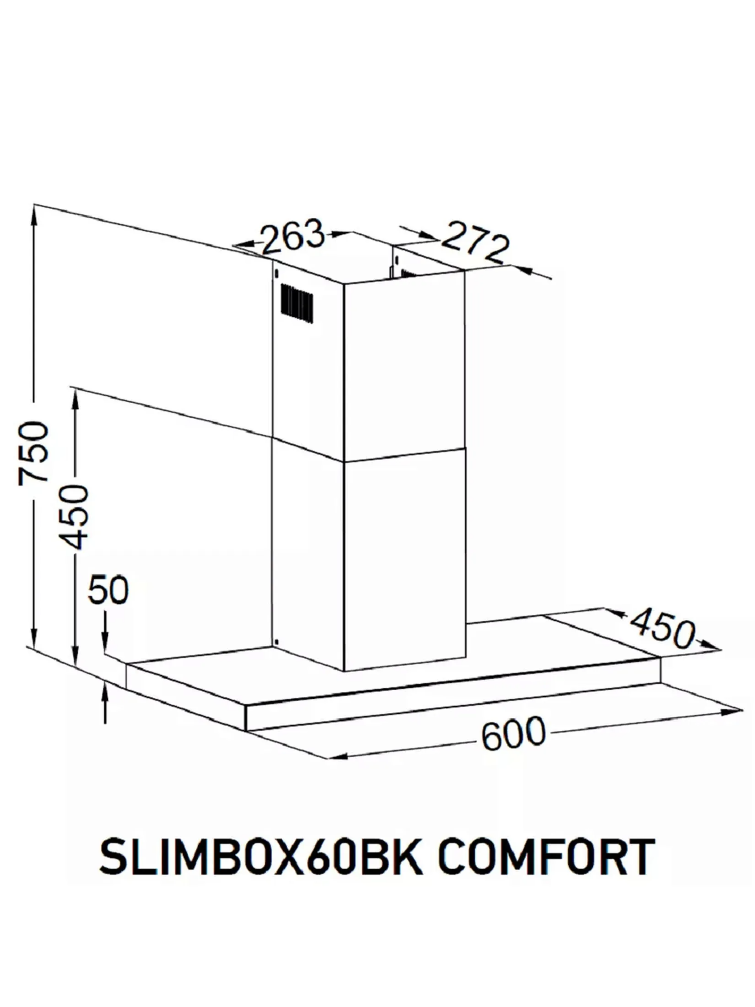 9270628 Вытяжка каминная Meferi SLIMBOX60BK COMFORT черный/черный STDN-0124329 - Вид №14