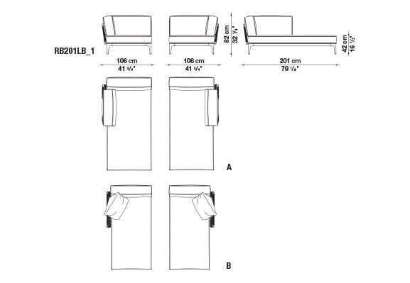 Ткань сад диван с полуостровом B&B Italia Outdoor смородина ARCH-00037375 - Вид №13