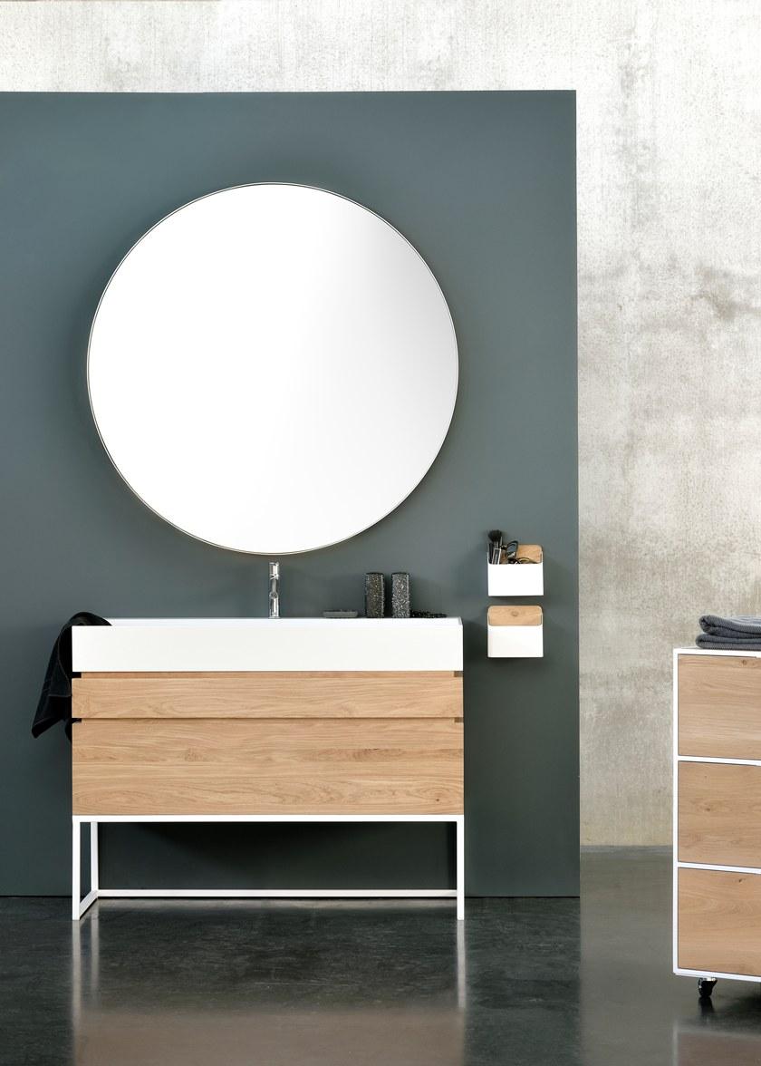 Ethnicraft Круглое настенное зеркало для ванной Oak layers sun-id-1494412 - Вид №2