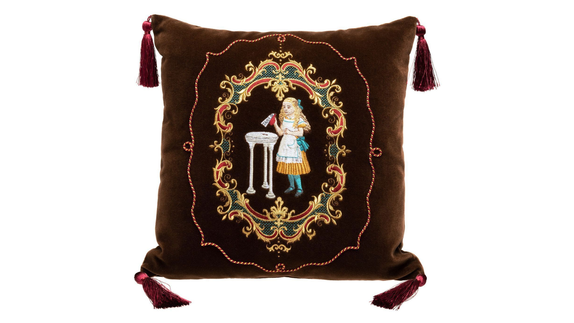 10660412 Торжокские золотошвеи Подушка диванная "В стране чудес" бархат Разм. 40*40 Мод. 906 Бархат  - Вид №1