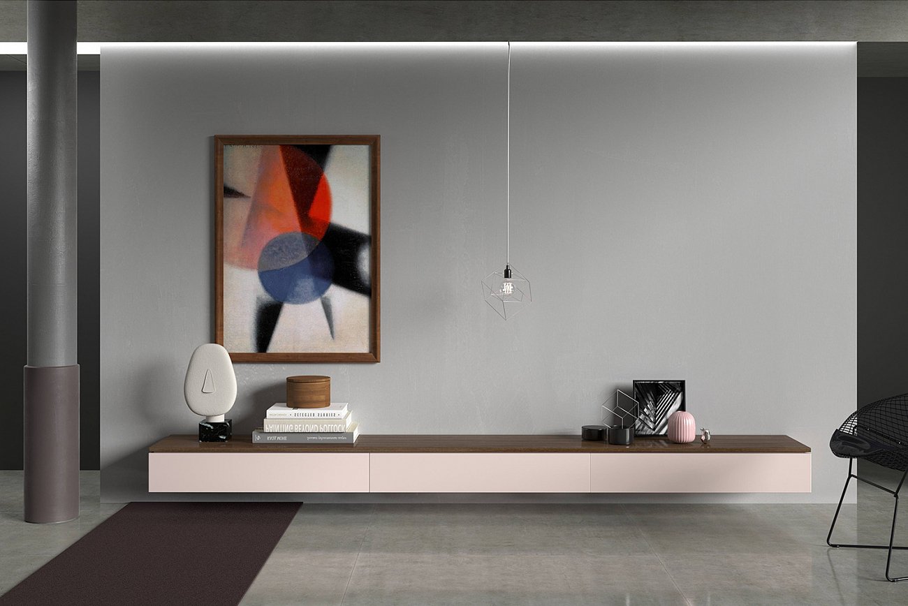 Тумба под телевизор с ящиками серо-коричневая 270 см Low BRAGIN DESIGN  00-3879357 Коричневый;серый  - Вид №1