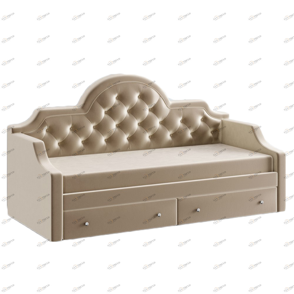 Диван-кровать детский с 2 выдвижными ящиками 90х190 см бежевый с каретной стяжкой DayBed KREIND DAYBED 00-3879999 Бежевый Santreyd 