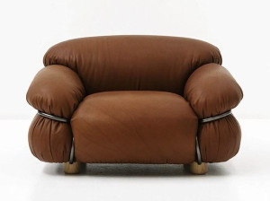 Кожаное кресло с подлокотниками