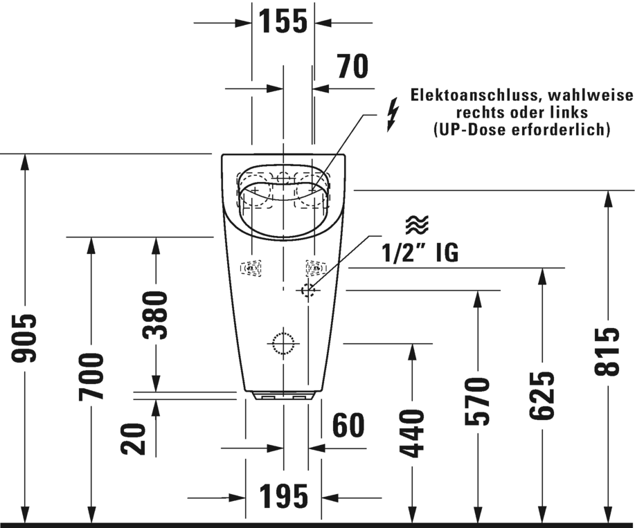 2809310097 Настенный писсуар, уринал с мушкой Duravit ME BY STARCK - Вид №4
