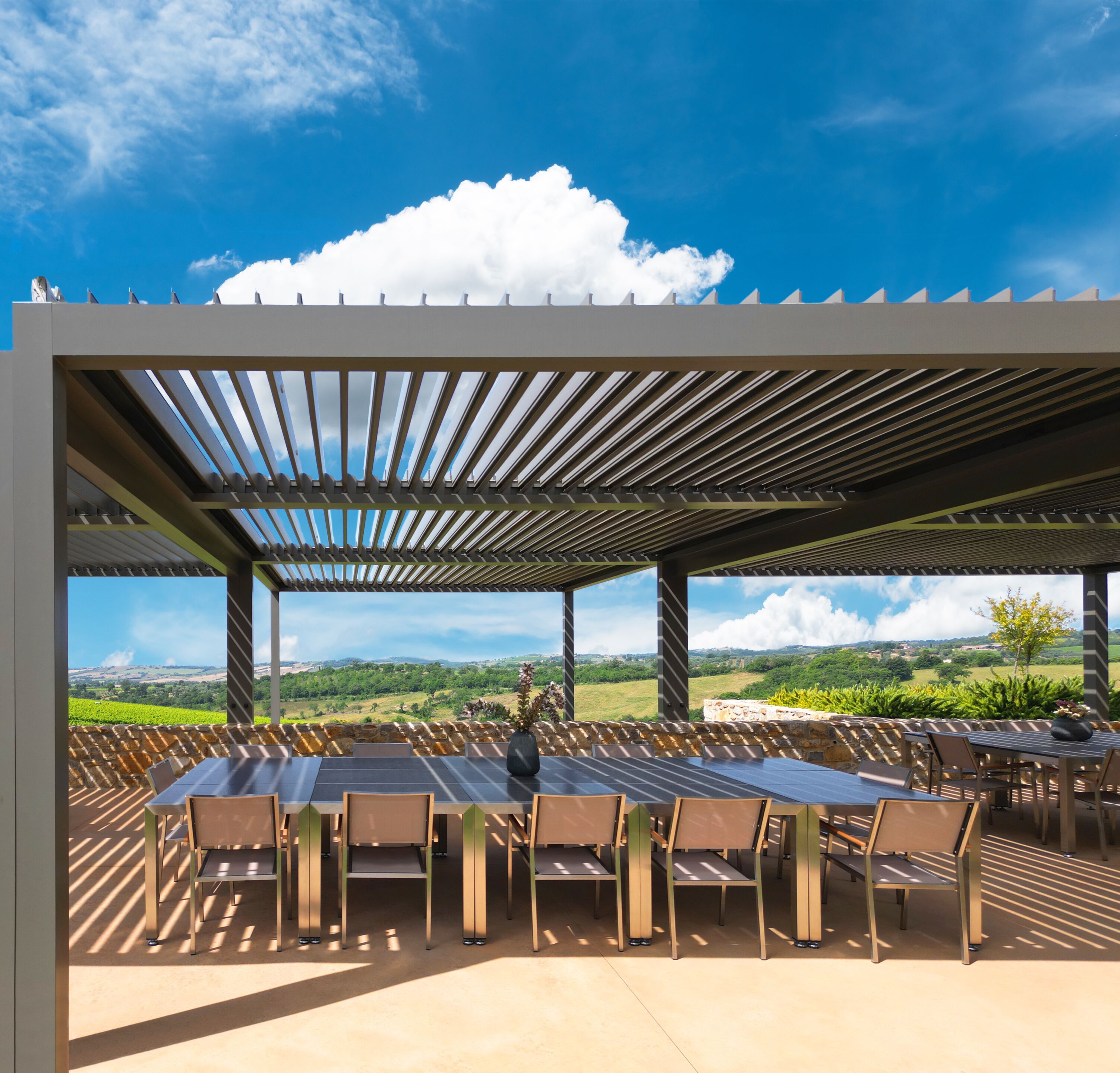 Самонесущая биоклиматическая беседка из алюминия с поворотными планками YCO WATERPROOF ARCH-00071080 - Вид №1