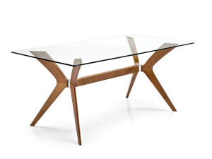 Прямоугольный стол из дерева и стекла