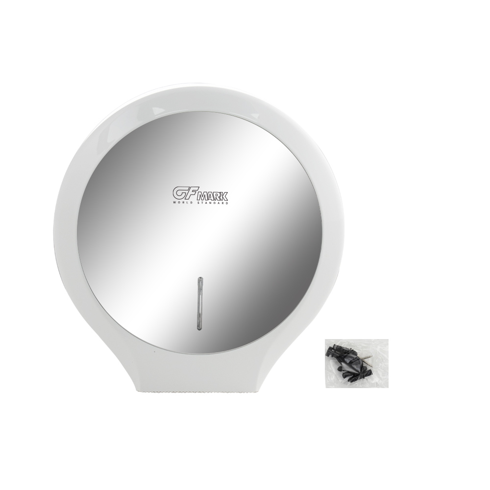 GFmark - Диспенсер для туалетной бумаги - барабан, ПРЕМИУМ, пластиковый, БЕЛЫЙ с ЗЕРКАЛОМ, с ключом, код: 918  - Вид №7