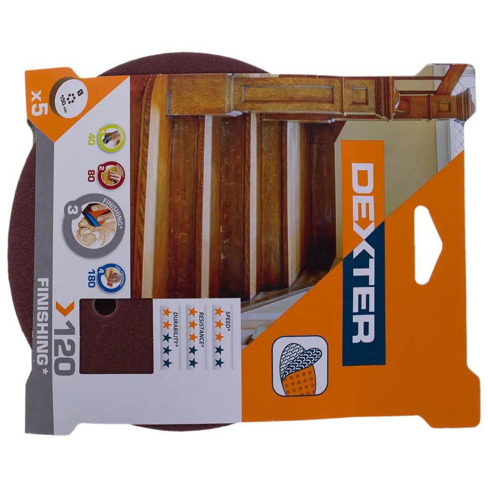 Шлифовальные диски Dexter P120 150 мм для дерева, 5 шт 18781757 STLM-0012644 - Вид №2