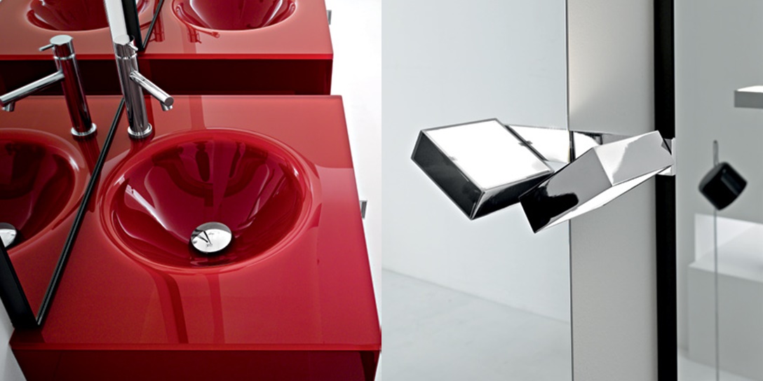 Комбинация ванной комнаты PV17 в отделке Z32 Rosso / L41 Bianco / 132 Rosso MILLDUE PIVOT PIVOT17 - Вид №1