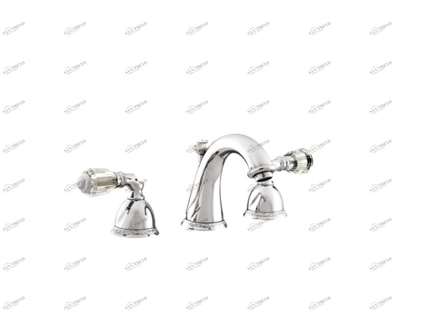 051601.A00.62 Раковина с тремя отверстиями и кристаллами Swarovski Сатин никель Mestre Oman