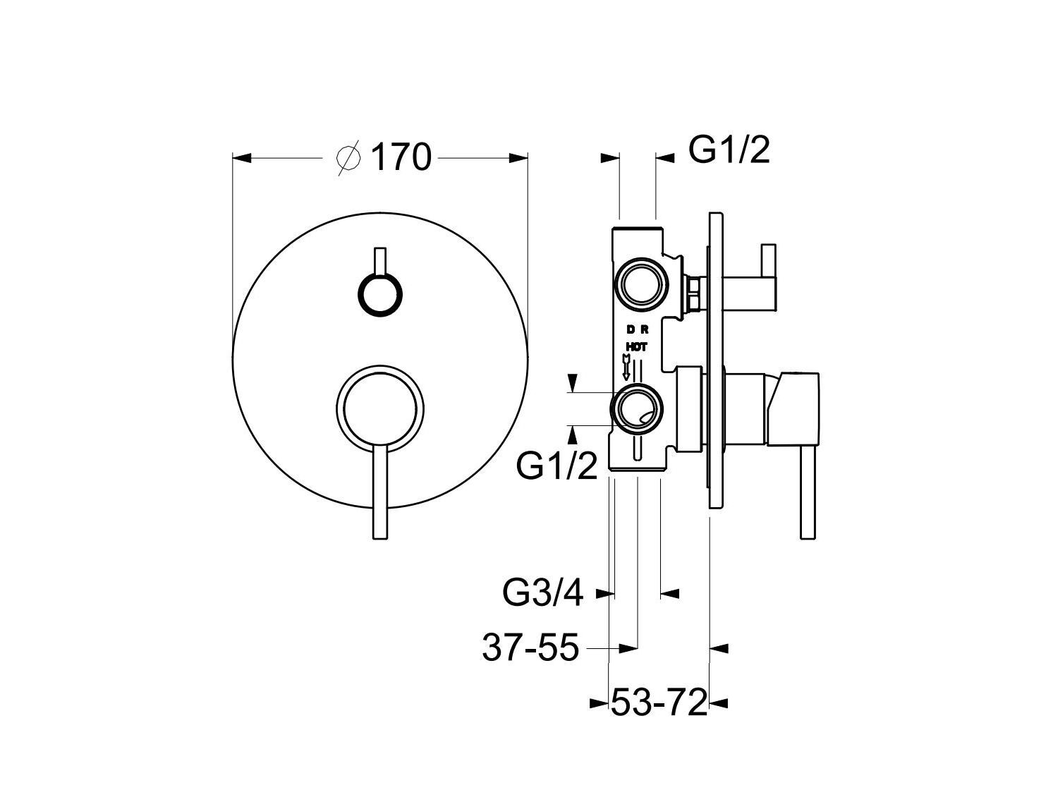 Однорычажный смеситель для душа с переключателем GUGLIELMI RUBINETTERIE Sprint One ARCH-00051607 - Вид №2