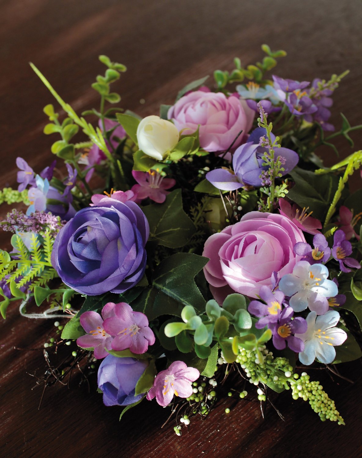 3161 102 a3 Искусственный венок 'Лютик-восковое растение', Ø 25 см, сине-фиолетовый H-andreas  - Вид №2