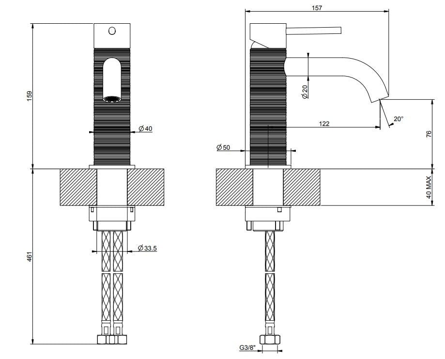 Смеситель для раковины из нержавеющей стали Gessi Messi316 ARCH-00009686 - Вид №4