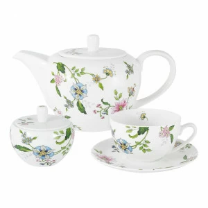 Чайный набор фарфоровый белый с фиолетовым в подарочной упаковке 14 предметов Provence ANNA LAFARG EMILY PROVENCE 00-3946949 Белый;фиолетовый