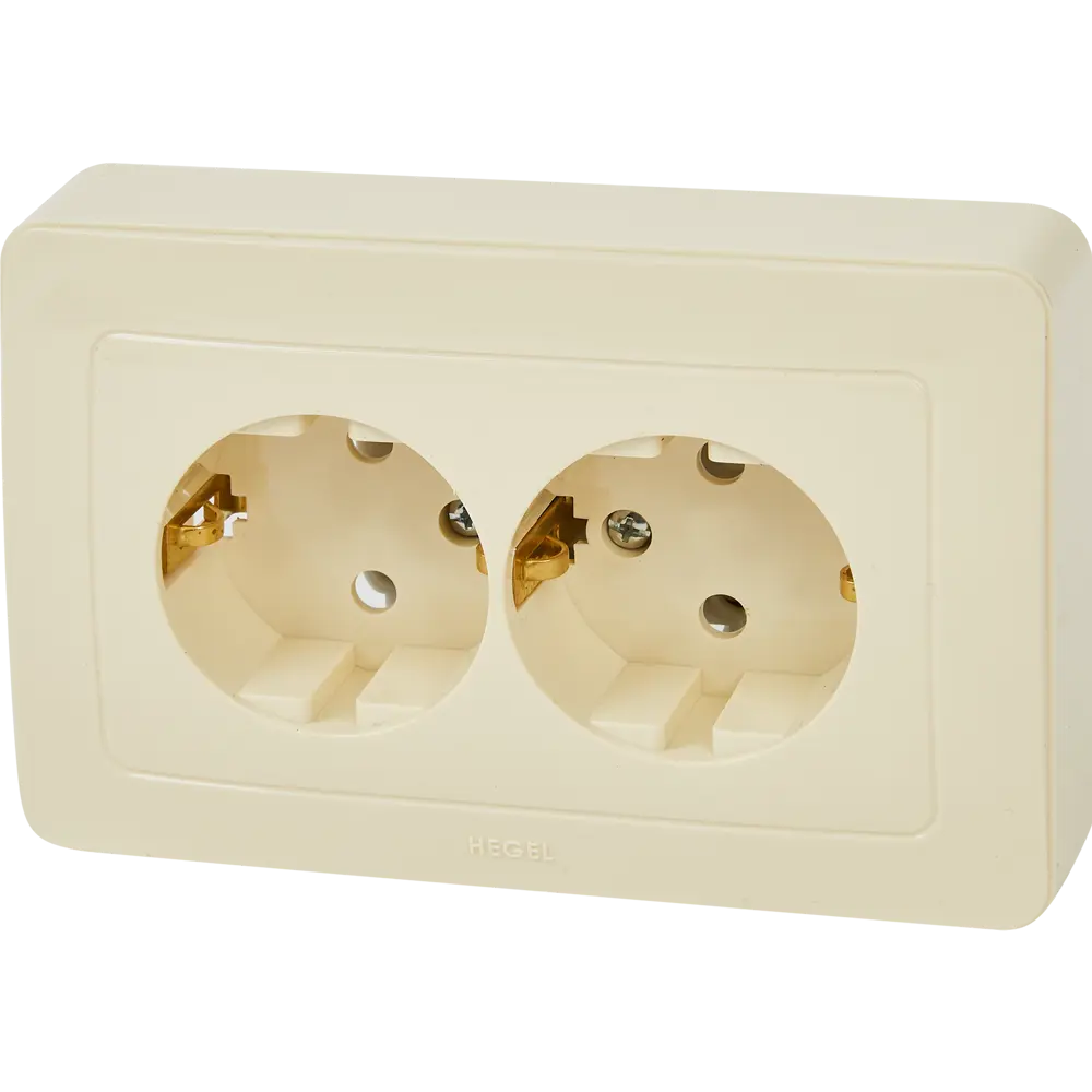 Розетка двойная Hegel с заземлением цвет слоновая кость STLM-2012807 - Вид №1