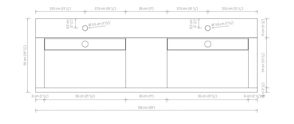 Двойная подвесная раковина с подвесным комодом Atlas Concorde Habitat Dialogo ARCH-00037908 - Вид №6