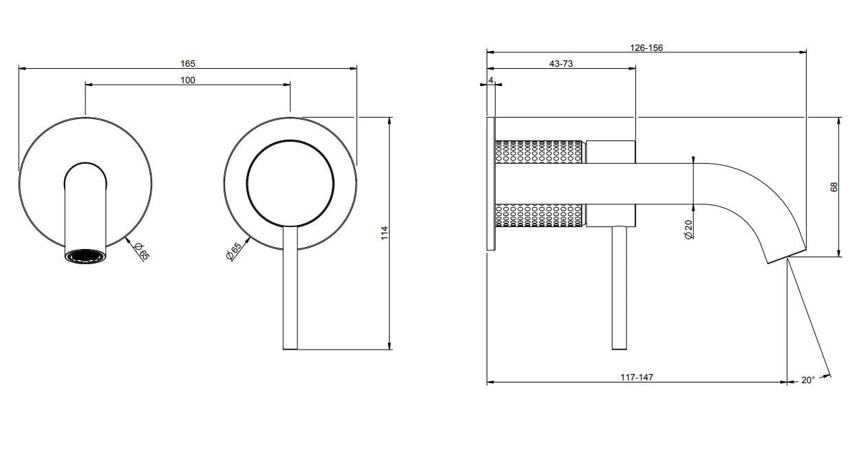 Настенный смеситель для раковины из нержавеющей стали с 2 отверстиями Gessi Messi316 ARCH-00060299 - Вид №3