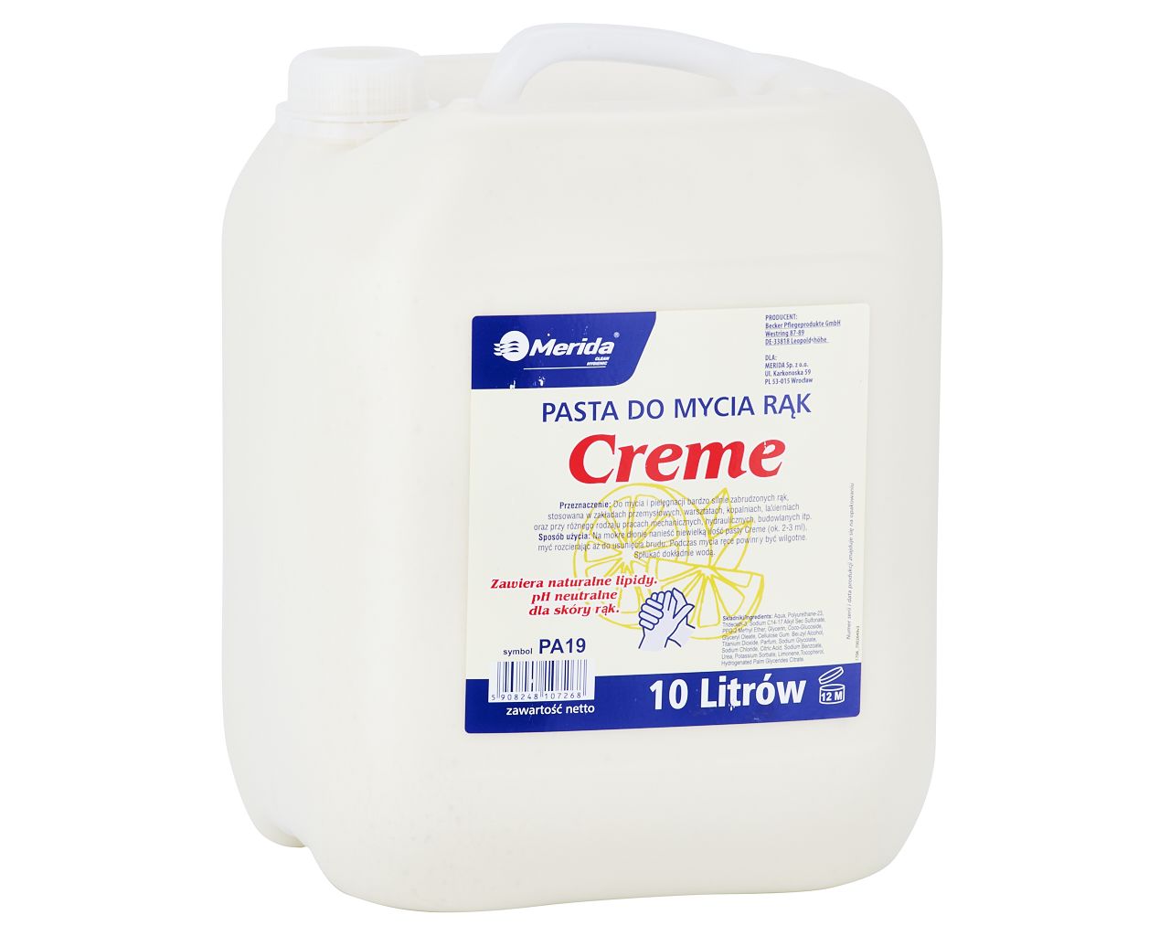 PA19 паста для мытья рук CREME канистра 10 л Merida 