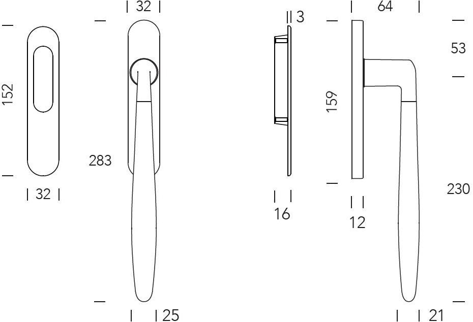 Reguitti Одинарная ручка для подъема и скольжения из латуни Sasha A173md001** - Вид №1